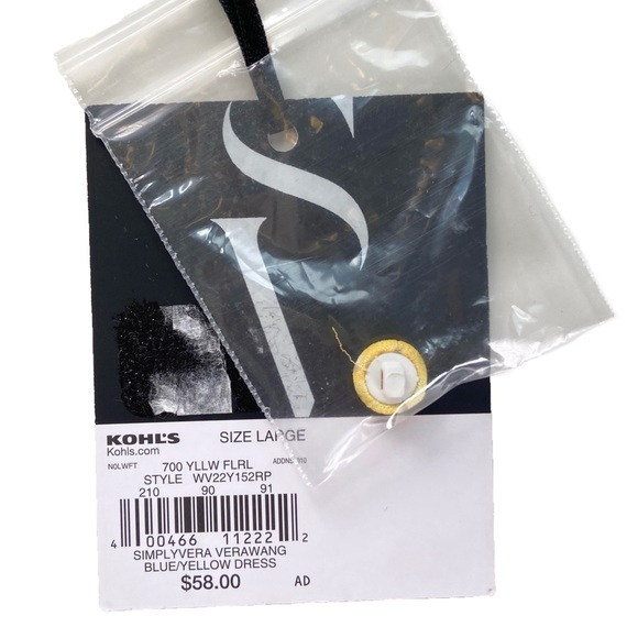 NEW Simply Vera Wang Dress Women’s Size Large Yellow Floral Midi Tiered Ruffles - Picture 7 of 10